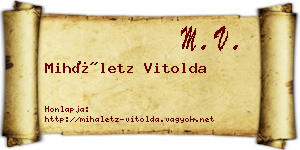 Miháletz Vitolda névjegykártya